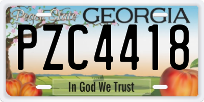 GA license plate PZC4418