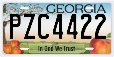 GA license plate PZC4422