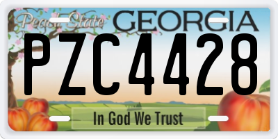 GA license plate PZC4428