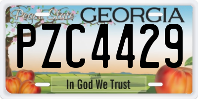 GA license plate PZC4429
