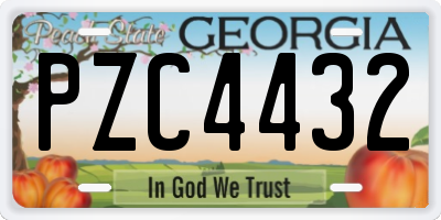 GA license plate PZC4432