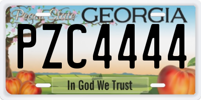 GA license plate PZC4444