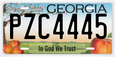 GA license plate PZC4445