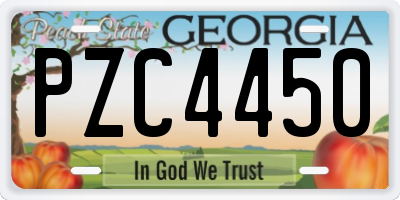 GA license plate PZC4450