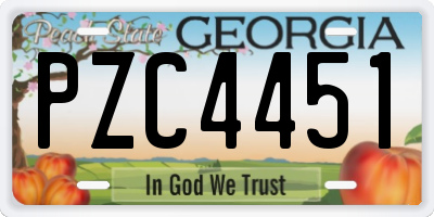 GA license plate PZC4451