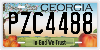 GA license plate PZC4488