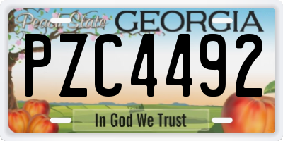 GA license plate PZC4492