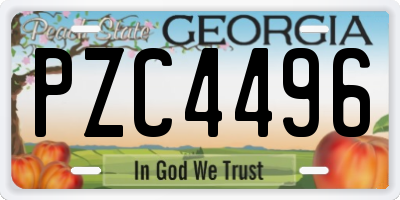 GA license plate PZC4496