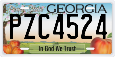 GA license plate PZC4524
