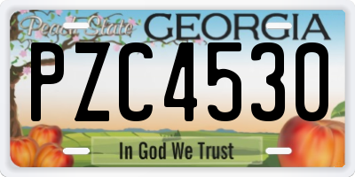 GA license plate PZC4530
