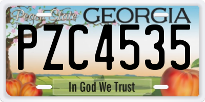 GA license plate PZC4535