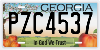 GA license plate PZC4537