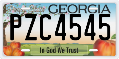 GA license plate PZC4545