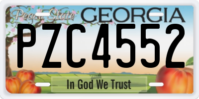 GA license plate PZC4552