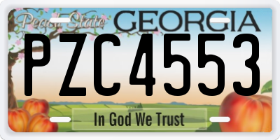 GA license plate PZC4553