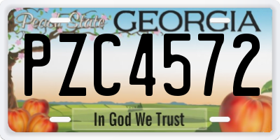 GA license plate PZC4572