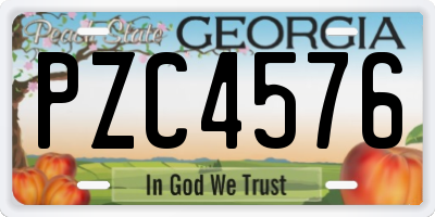 GA license plate PZC4576