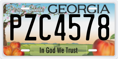 GA license plate PZC4578