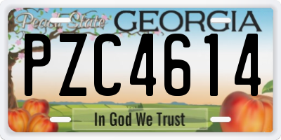 GA license plate PZC4614