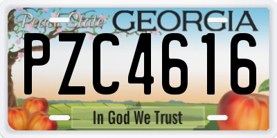 GA license plate PZC4616