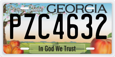 GA license plate PZC4632