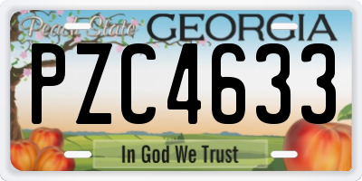 GA license plate PZC4633