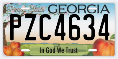 GA license plate PZC4634