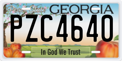 GA license plate PZC4640
