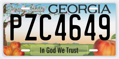GA license plate PZC4649