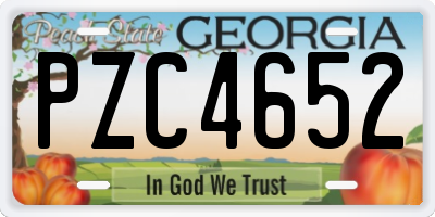 GA license plate PZC4652