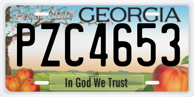 GA license plate PZC4653