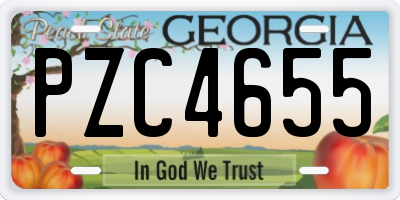 GA license plate PZC4655