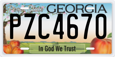 GA license plate PZC4670