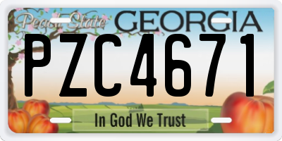 GA license plate PZC4671