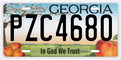 GA license plate PZC4680