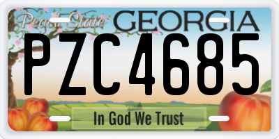 GA license plate PZC4685