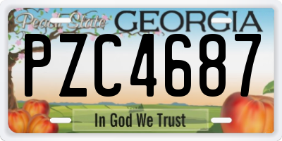 GA license plate PZC4687