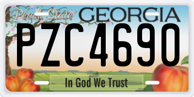 GA license plate PZC4690