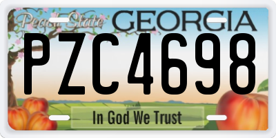GA license plate PZC4698