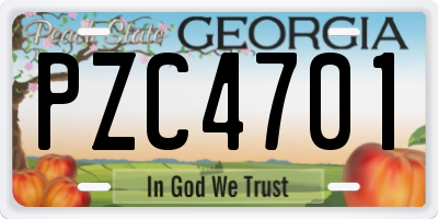 GA license plate PZC4701