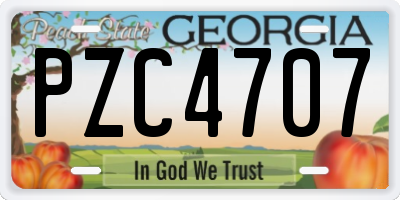 GA license plate PZC4707