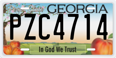 GA license plate PZC4714