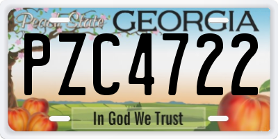 GA license plate PZC4722