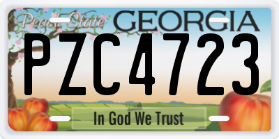 GA license plate PZC4723