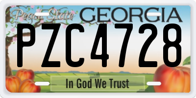 GA license plate PZC4728