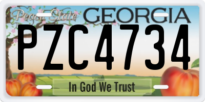 GA license plate PZC4734