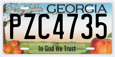 GA license plate PZC4735