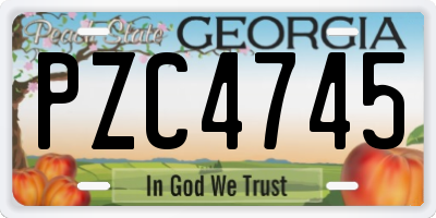 GA license plate PZC4745