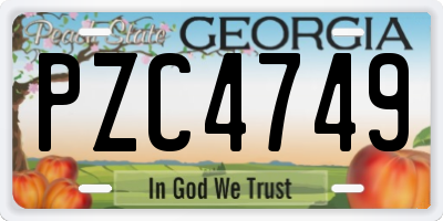GA license plate PZC4749