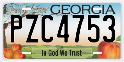 GA license plate PZC4753